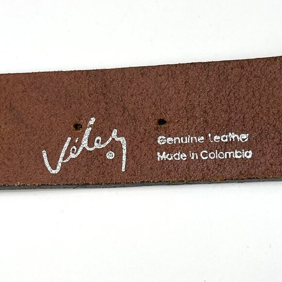 Velez Size M NWOT Brown Leather Flower Cut Out Boho Hippie Leather Studded Belt main image 9
